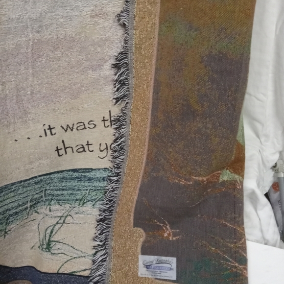 Caring Keepsakes Tapestry Throw FOOTPRINTS IN THE SAND Lighthouse Blanket 48X60" - Picture 3 of 3